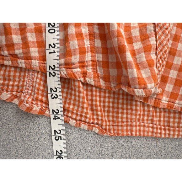 Harley Davidson Snap Button Shirt Women Medium Orange Plaid Long Sleeve Embroide - Picture 7 of 7